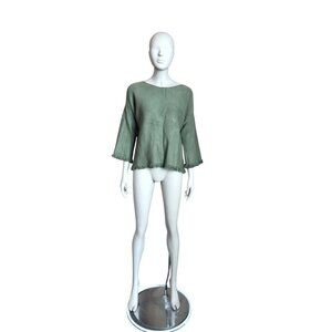 NWT Ce Cile Wang Green 3/4 Sleeve Sweater